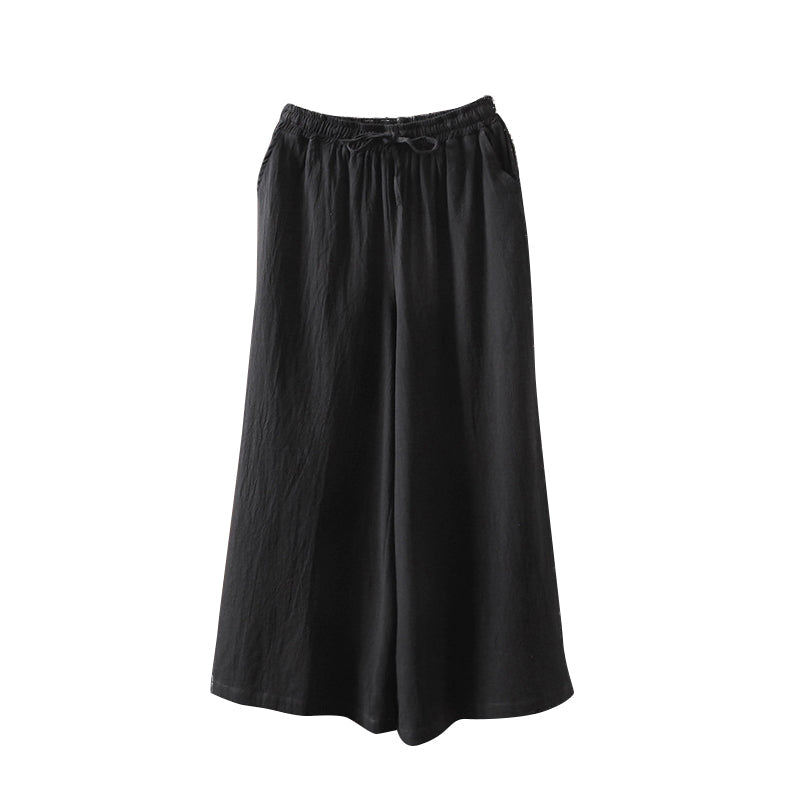 Casual Cotton and Linen Wide-leg Trousers