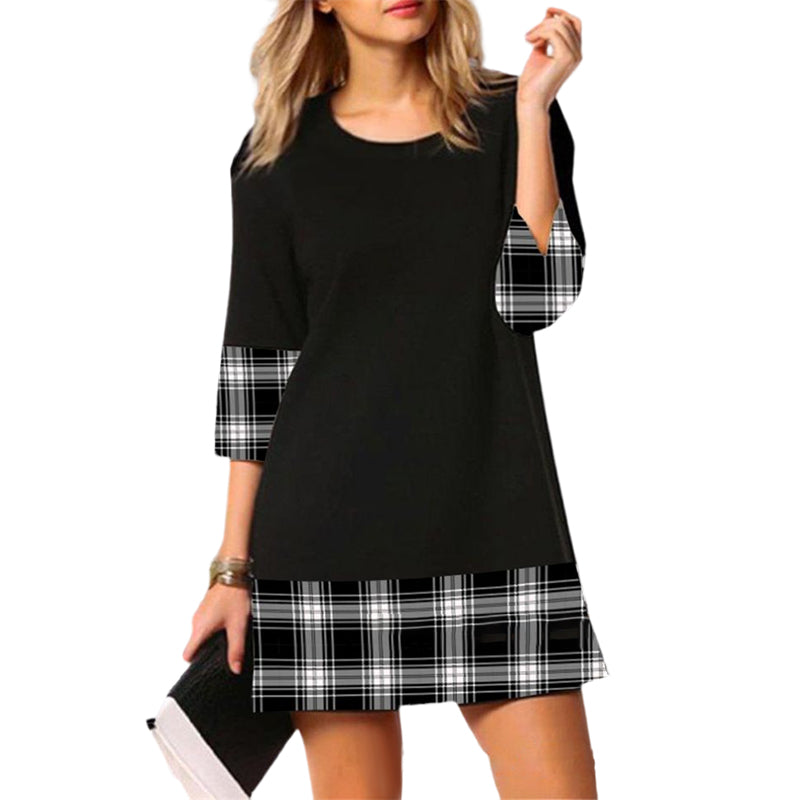 Paneled Crew Neck Dress