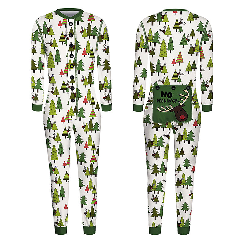 Green Little Christmas Tree Print Family Matching Onesie Pajamas