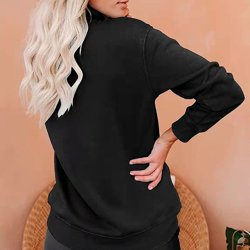 Solid Color Zip Up Collar Sweatshirt