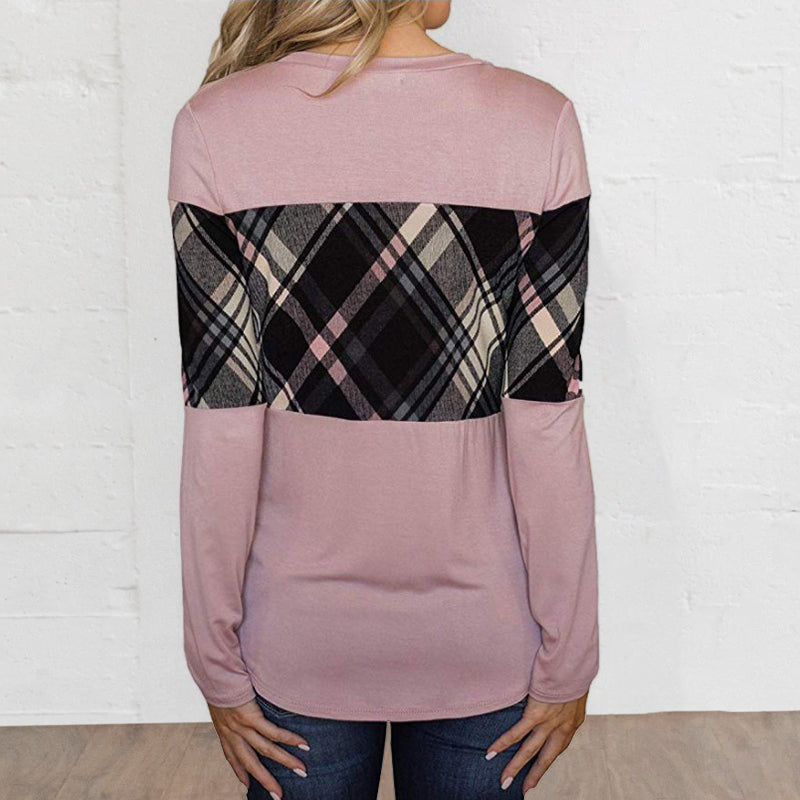 Paneled Color Contrast Long Sleeve T-Shirt