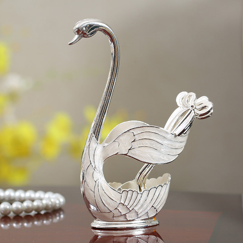 Home Decoration Swan Dessert Spoon/Fork Tableware Set