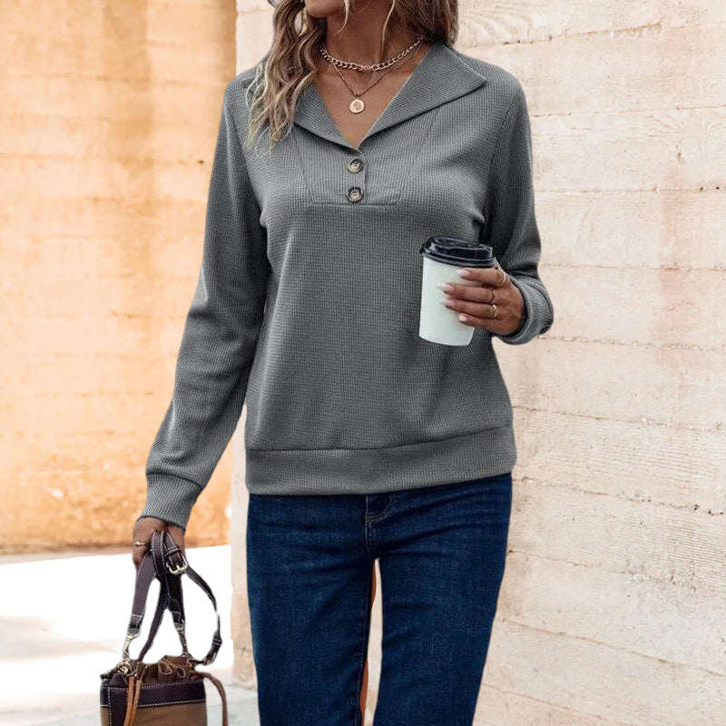 Waffle Collar Sweatshirt
