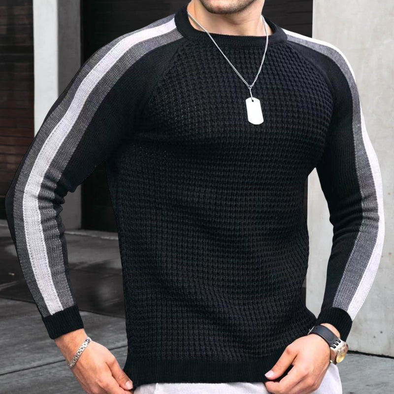 Waffle Contrast Knit Sweater