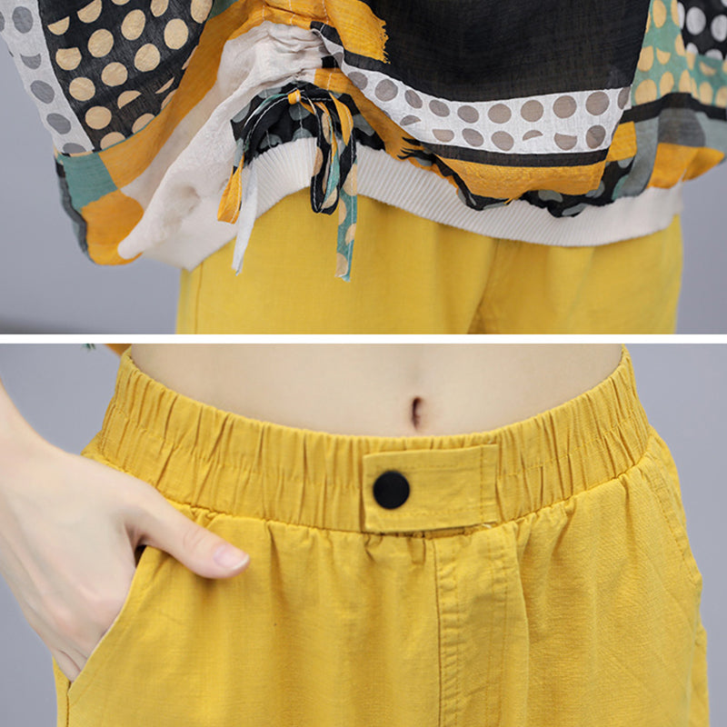 Women Printed Cotton Linen Two-piece Set