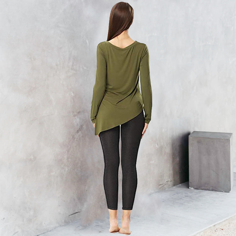 Round Neck Irregular Solid T-Shirt