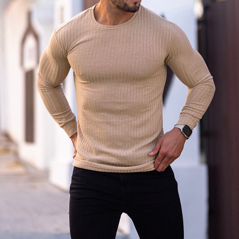 Vertical Crewneck Long Sleeve T-Shirt