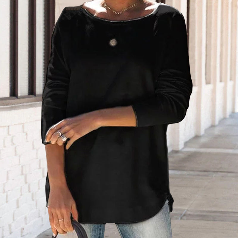 Round Neck Solid Color Casual T-shirt