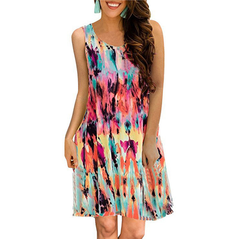 Sleeveless Print Tank Dress