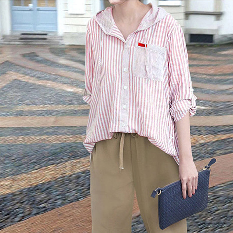 Hooded Fashion Long Sleeve Shirt