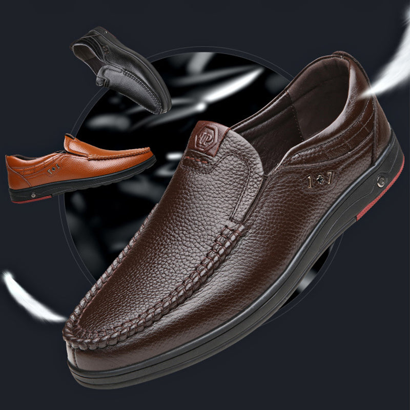 Men's Leather Soft Insole Casual Business Slippers