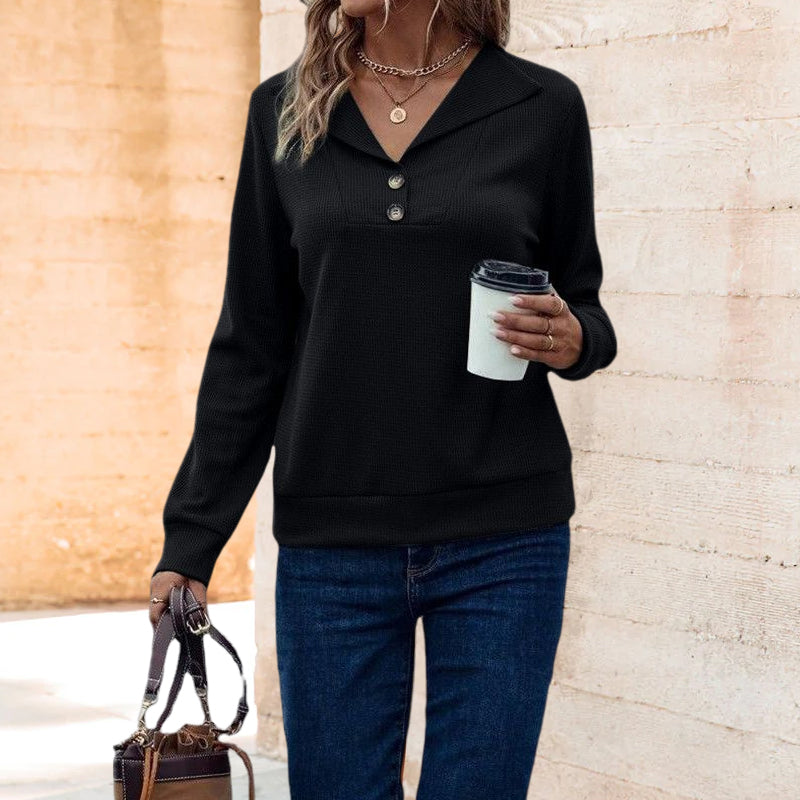 Waffle Collar Sweatshirt