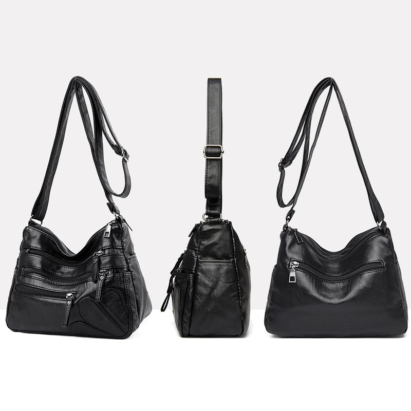 Multi-zipper Soft Leather Bag