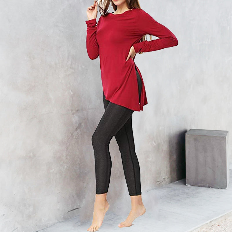 Round Neck Irregular Solid T-Shirt