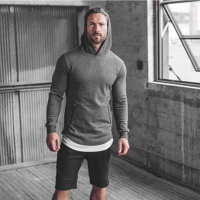 Solid Color Hooded Long Sleeve T-Shirt