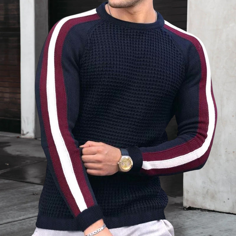 Waffle Contrast Knit Sweater