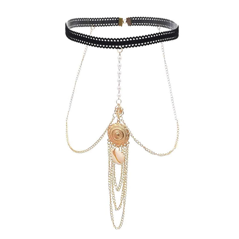 Turquoise Pendant Layered Leg Chain