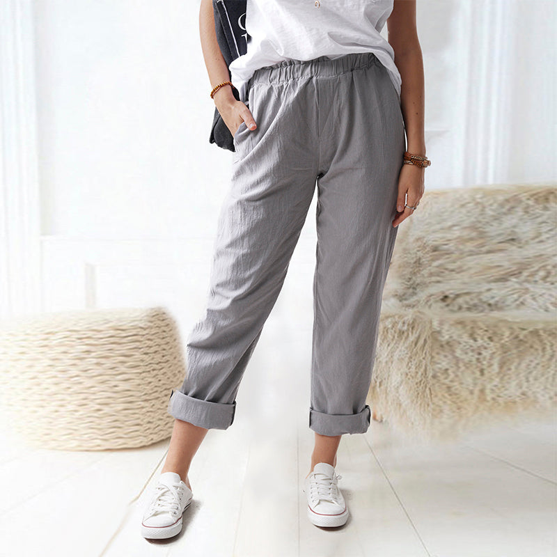 Solid Color Casual Loose Waist Pants