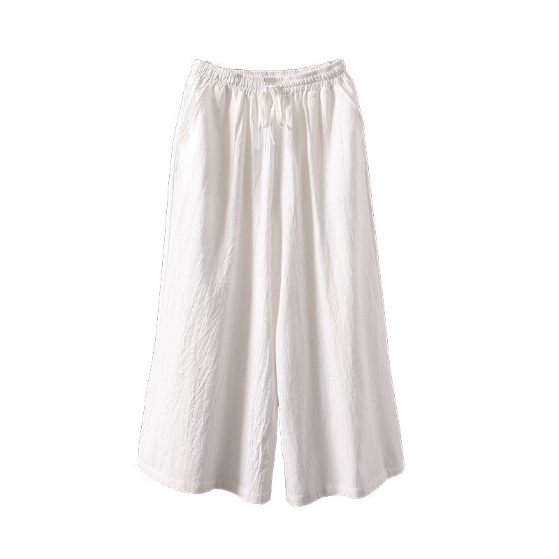 Casual Cotton and Linen Wide-leg Trousers
