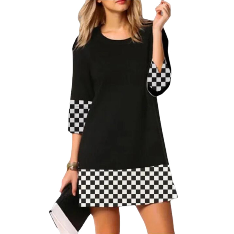 Paneled Crew Neck Dress