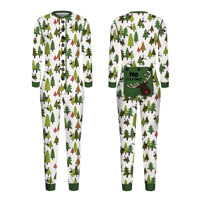 Green Little Christmas Tree Print Family Matching Onesie Pajamas