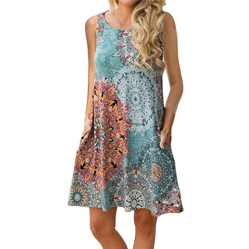 Sleeveless Print Tank Dress