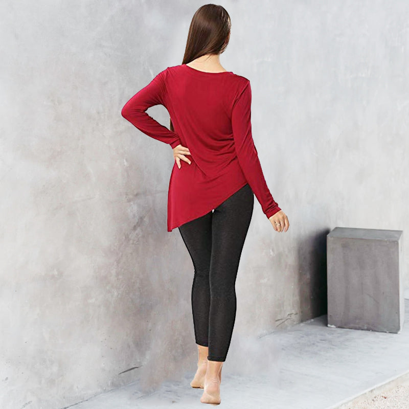 Round Neck Irregular Solid T-Shirt