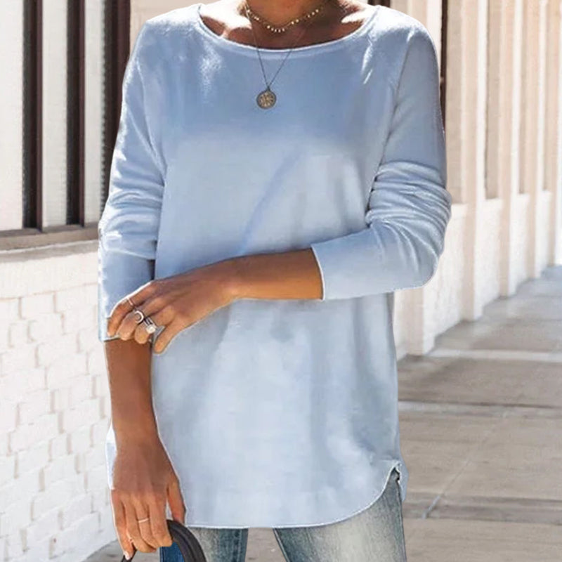 Round Neck Solid Color Casual T-shirt