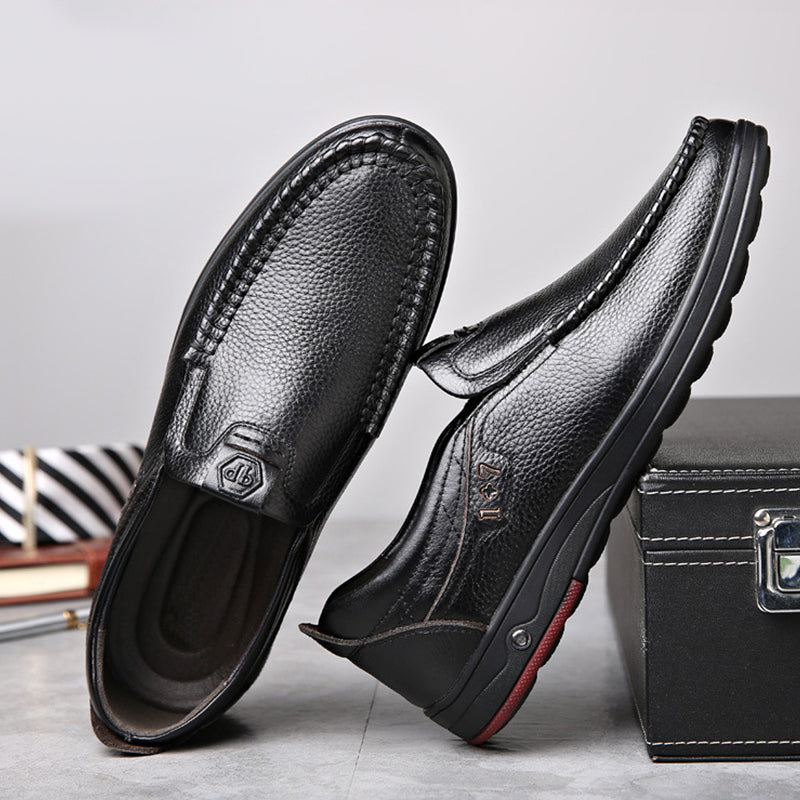 Men's Leather Soft Insole Casual Business Slippers