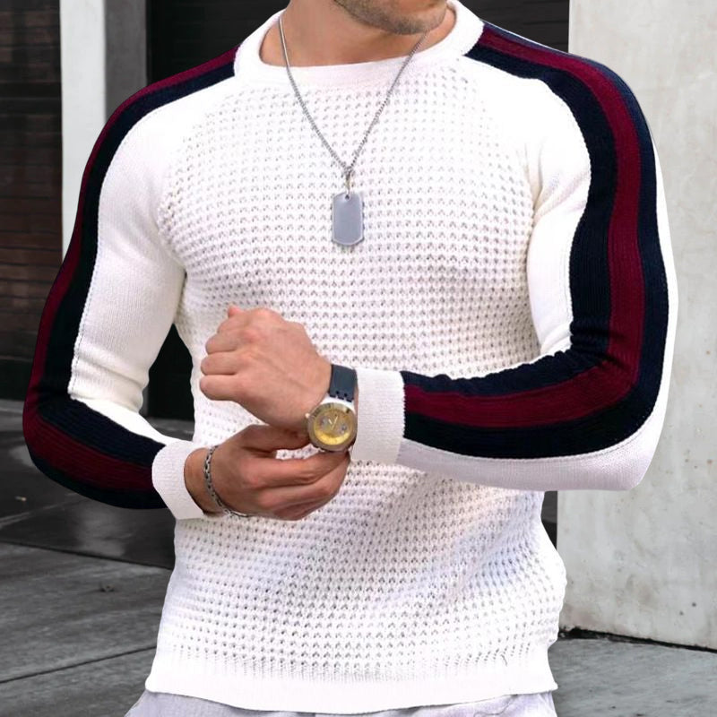 Waffle Contrast Knit Sweater