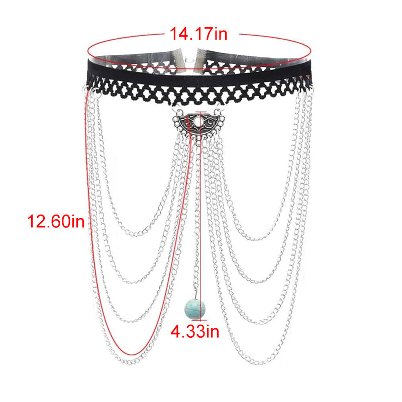 Turquoise Pendant Layered Leg Chain