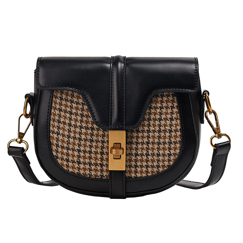 Vintage Plaid Saddle Bag