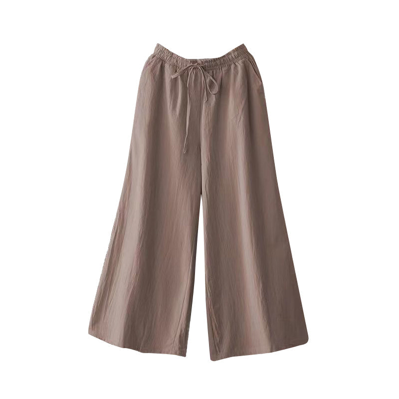 Casual Cotton and Linen Wide-leg Trousers