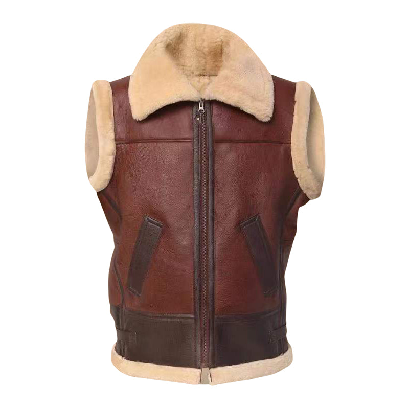 Men Brown Shearling Vest