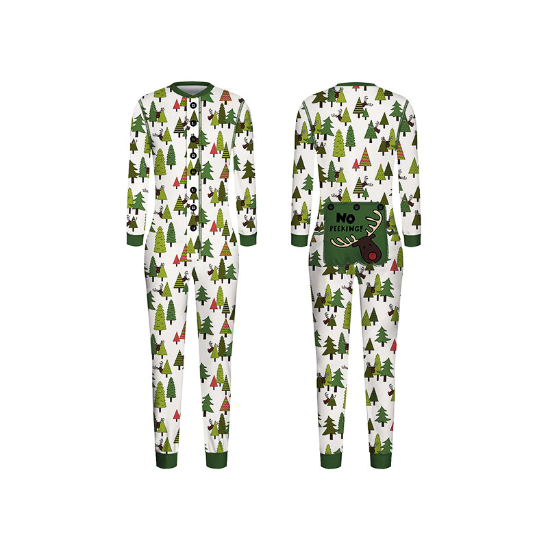 Green Little Christmas Tree Print Family Matching Onesie Pajamas