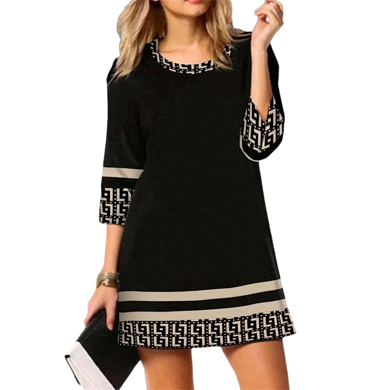 Paneled Crew Neck Dress