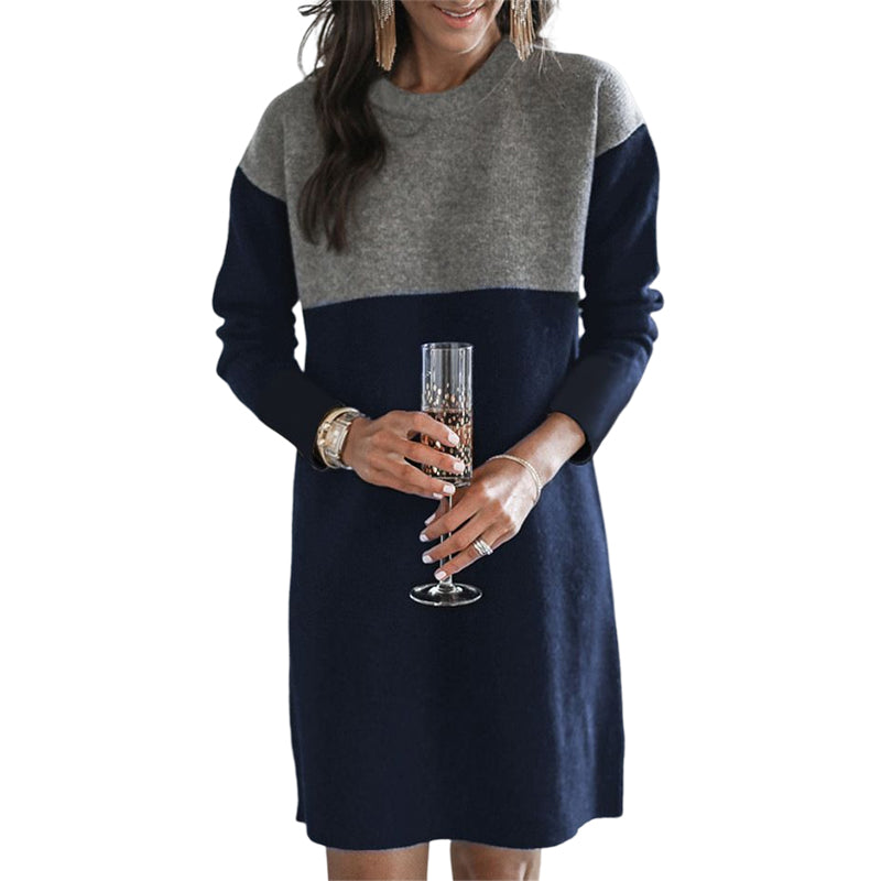 Paneled Long-sleeve Dress