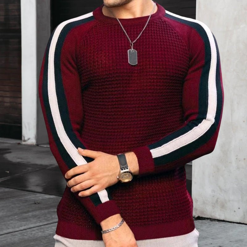 Waffle Contrast Knit Sweater