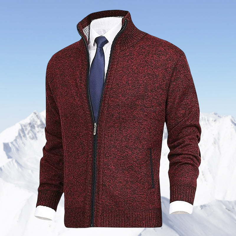 Men's Fashion Solid Color Stand Collar Cardigan Sweater Knit Jacket