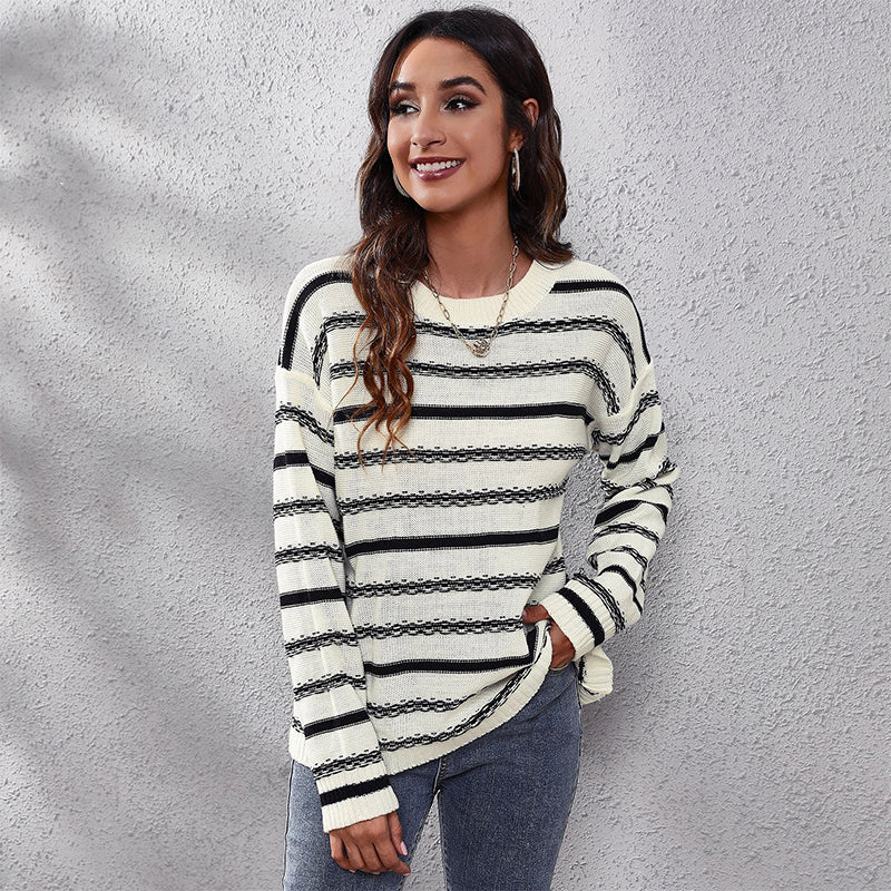 Crew Neck Striped Oversized Sweater