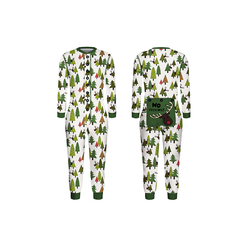 Green Little Christmas Tree Print Family Matching Onesie Pajamas