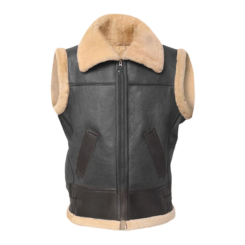 Men Brown Shearling Vest