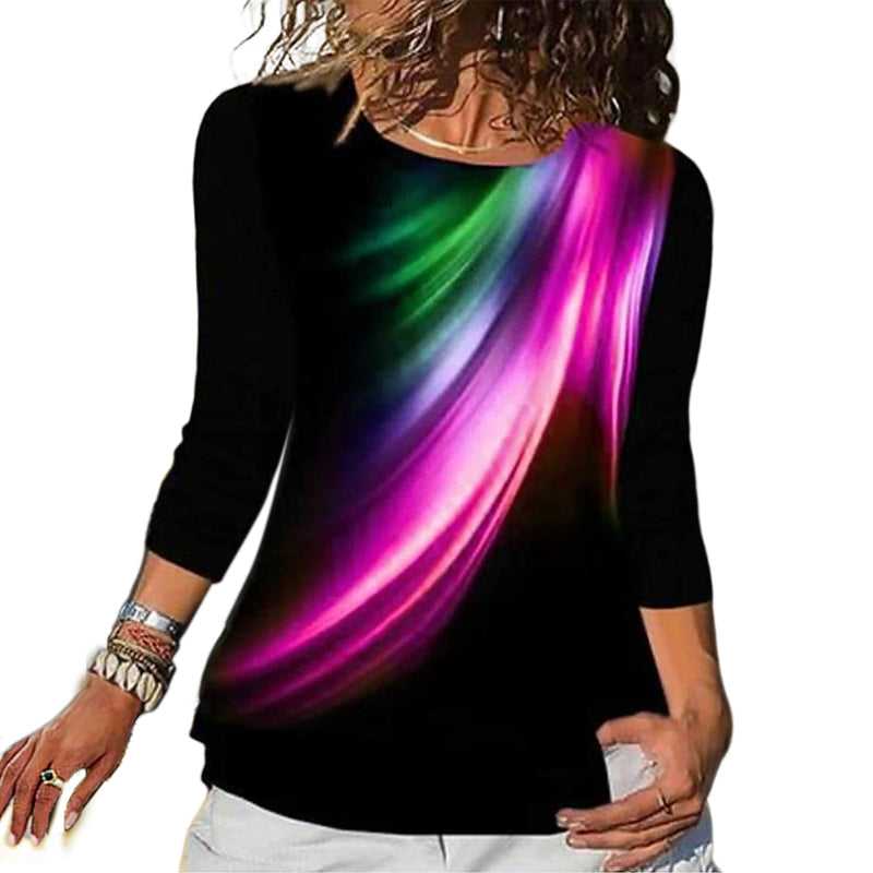 Crew Neck Feather Print Slim Fit T-Shirt