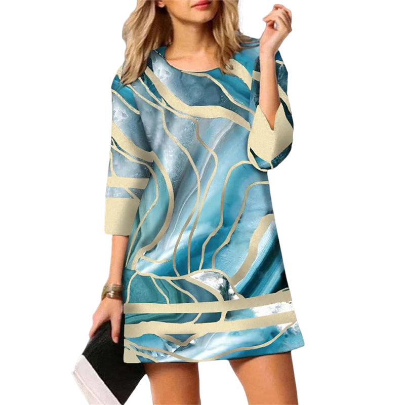 Paneled Crew Neck Dress