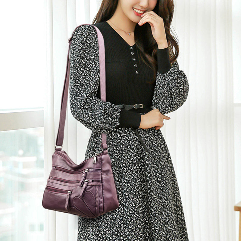 Multi-zipper Soft Leather Bag