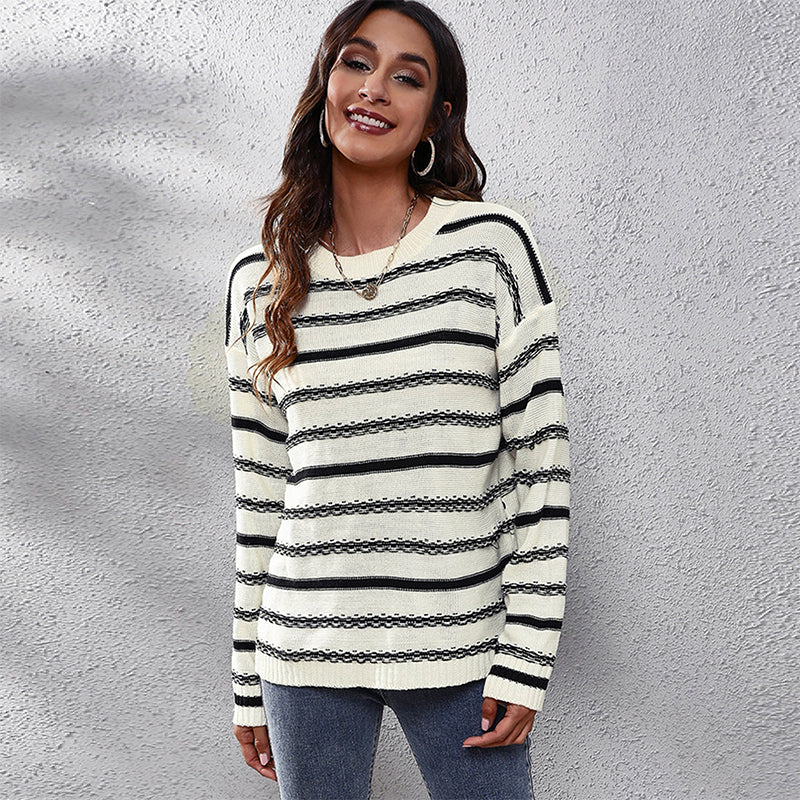 Crew Neck Striped Oversized Sweater