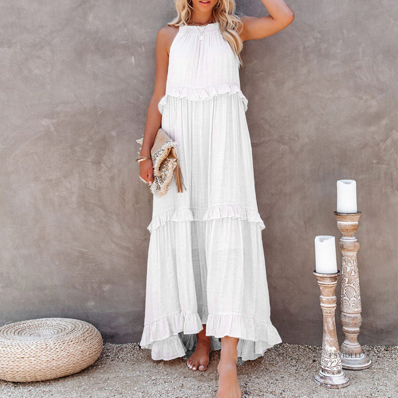 Sleeveless Sling Loose Waist Irregular Cake Dress