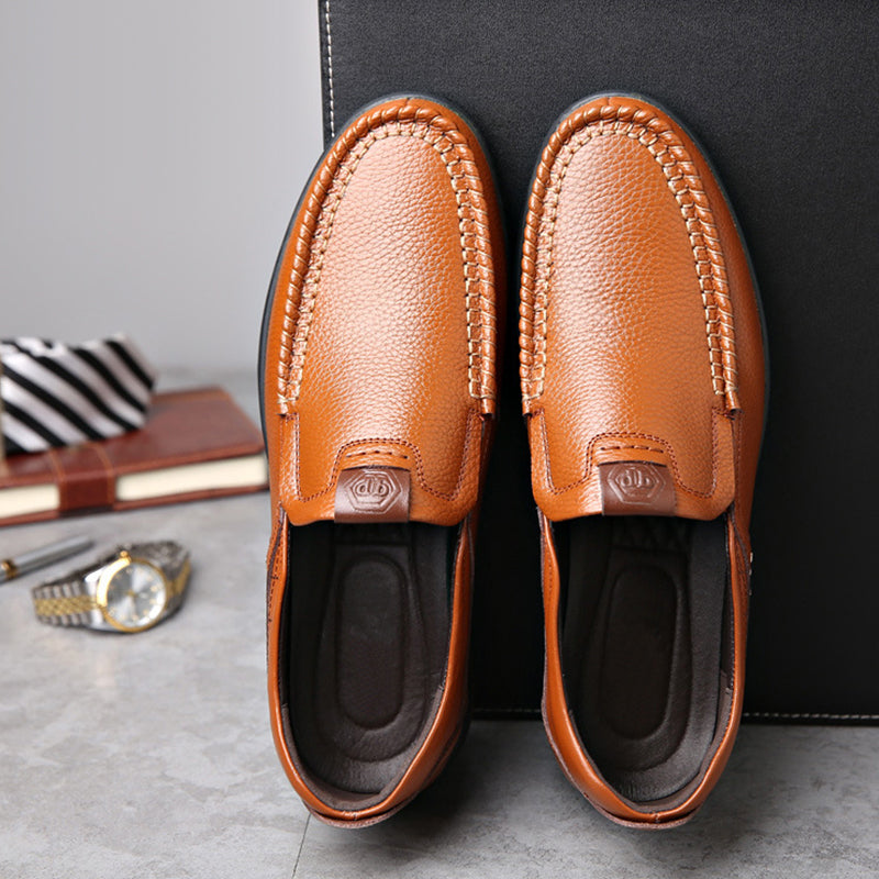 Men's Leather Soft Insole Casual Business Slippers