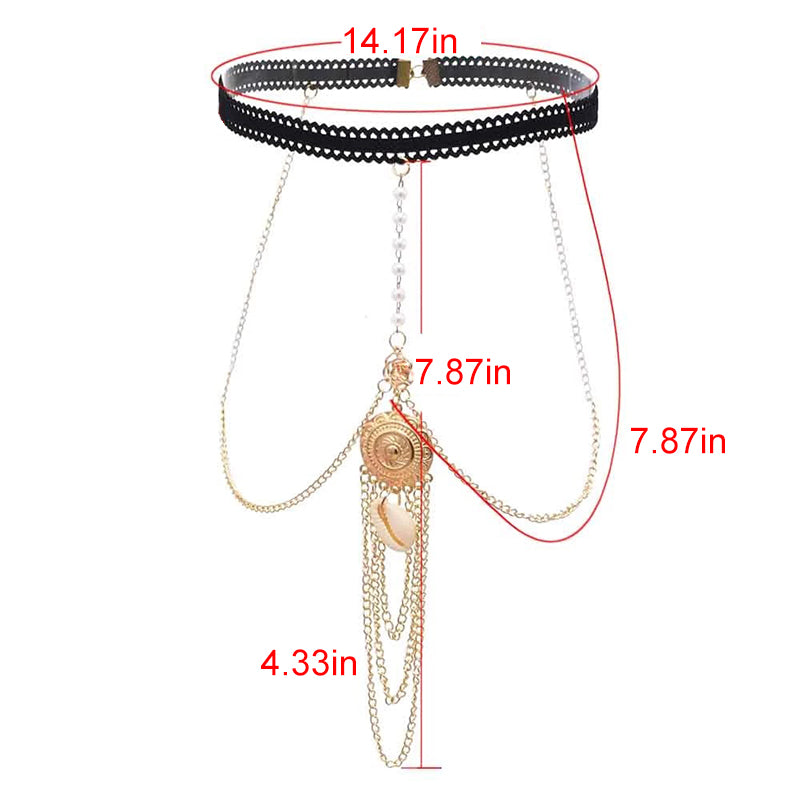 Turquoise Pendant Layered Leg Chain