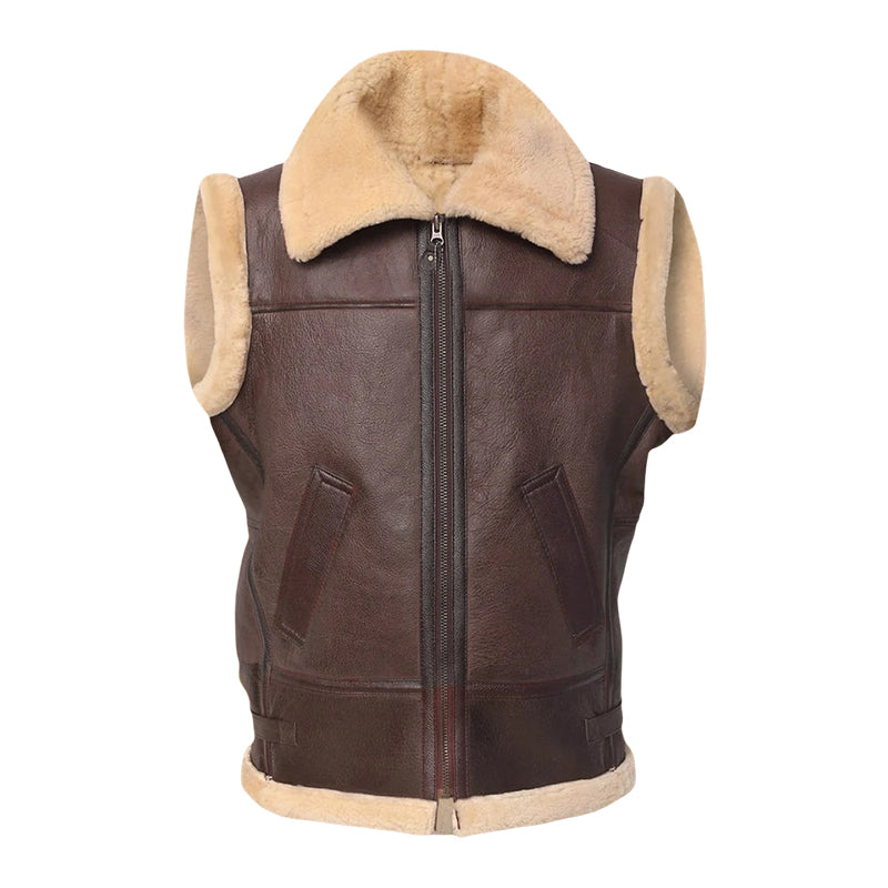 Men Brown Shearling Vest